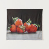 Realistic Strawberries Still Life Oil Painting タペストリー (正面(横))