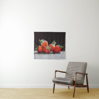 Realistic Strawberries Still Life Oil Painting タペストリー