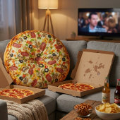 Realistic Supreme Pizza - Funny 3D Food Shaped ラウンドクッション