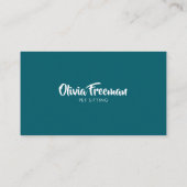 Realistic Teal & White Cat Picture Pet Sitting 名刺 (裏面)