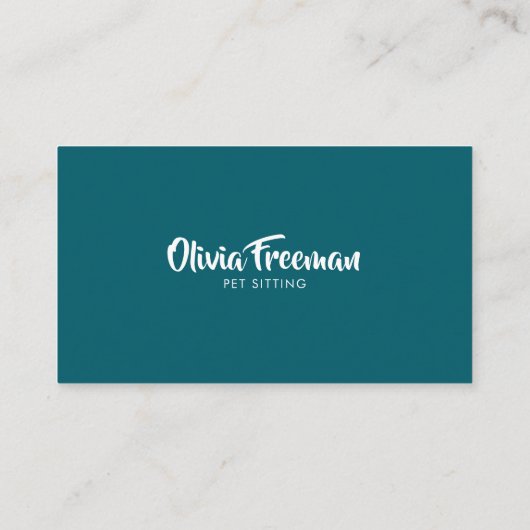 Realistic Teal & White Cat Picture Pet Sitting 名刺 (裏面)