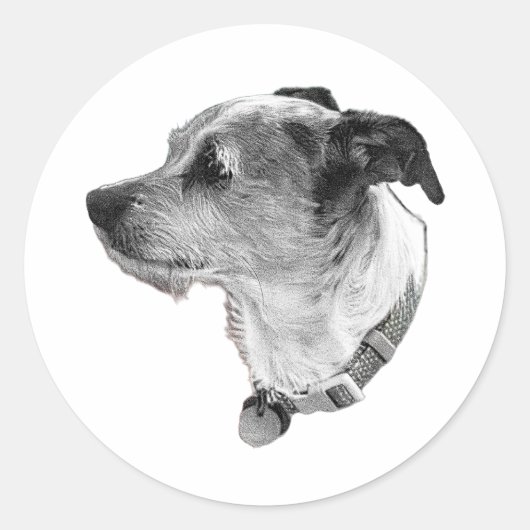 Realistic Terrier Sticker – Side Profile Detail ラウンドシール (正面)
