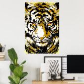 Realistic Tiger Poster - Beige Tiger Head Drawing  ポスター (ホームオフィス)