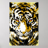 Realistic Tiger Poster - Beige Tiger Head Drawing  ポスター (正面)