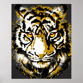 Realistic Tiger Poster - Cool Tiger Head Drawing ポスター