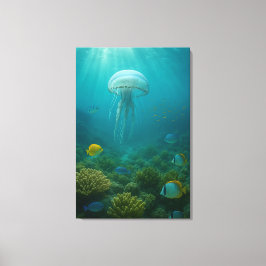 Realistic Underwater Jellyfish in Zakynthos キャンバスプリント