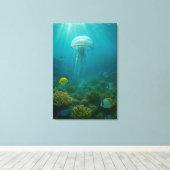 Realistic Underwater Jellyfish in Zakynthos キャンバスプリント (インサイチュ (ウッドフロア))