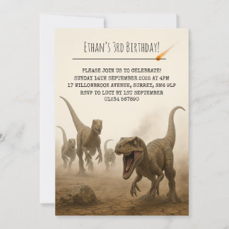 Realistic Velociraptor Pack with Meteor Birthday 招待状