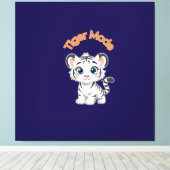 Realistic White Tiger – Photorealistic Wildlife Ar キャンバスプリント (インサイチュ (ウッドフロア))