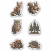 Realistic Woodland Forest Animal Vinyl Stickers  シール (正面)