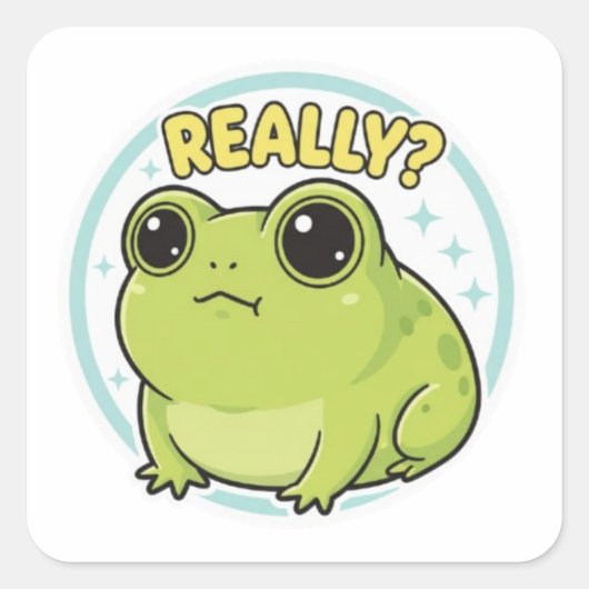 Really Frog Sticker Cute Side Eye Frog Meme Kawaii スクエアシール (正面)