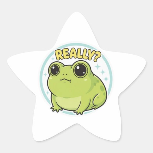 Really Frog Sticker Cute Side Eye Frog Meme Kawaii 星シール (正面)