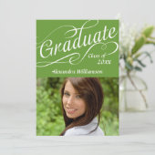 Really Green W/Script 渦巻形の卒業祝 招待状 (スタンド正面)