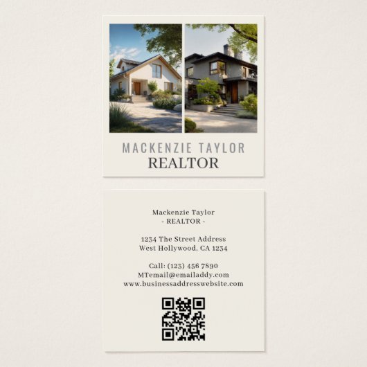 Realtor 2 Photo Professional Personalized QR Code (正面&裏面)