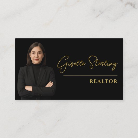 Realtor Black Gold Luxury Metallic 名刺 (正面)
