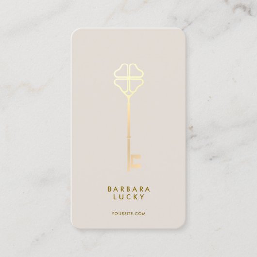 Realtor Broker Mortgage Sand Gold Key Minimal 名刺 (正面)