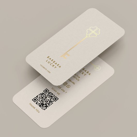 Realtor Broker Mortgage Sand Gold Key Minimal 名刺