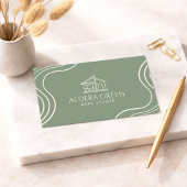 Realtor Business Card Modern Minimalist Green 名刺