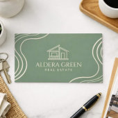 Realtor Business Card Modern Minimalist Green 名刺