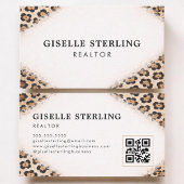 Realtor Cheetah Leopard Print QR Code 名刺