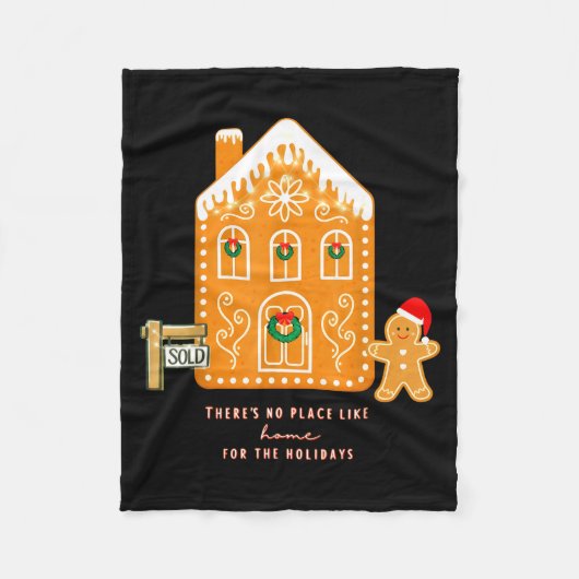 Realtor Christmas Funny Realtor Holiday Gingerbrea フリースブランケット (正面)