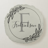 Realtor Closing Gift - Monogram Wreath Pillow ラウンドクッション (正面)