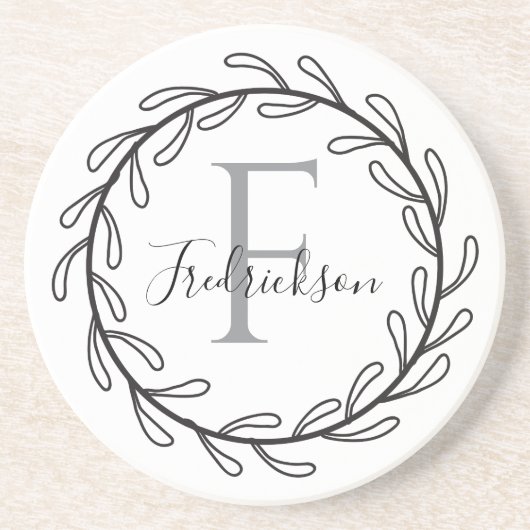 Realtor Closing Gift Wreath Monogram コースター (正面)