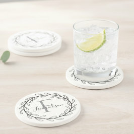 Realtor Closing Gift Wreath Monogram コースター