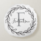 Realtor Closing Gift Wreath Monogram Round Pillow ラウンドクッション (正面)