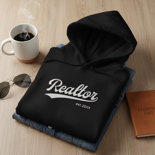 Realtor EST Year Baseball Script Typography Unisex パーカ