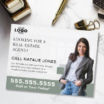 Realtor Farming Mailer Real Estate Marketing Logo ポストカード<br><div class="desc">Create a fresh, approachable presence in your local market with this sage green real estate postcard, perfect for connecting with potential home sellers. Featuring a soothing and modern color palette, this customizable postcard allows you to upload your logo and photo for a personal and professional touch. The calming sage green...</div>