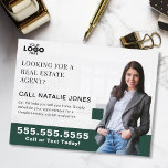 Realtor Farming Mailer Real Estate Marketing Logo ポストカード<br><div class="desc">Capture attention in your target neighborhood with this striking emerald green real estate postcard, designed to elevate your farming campaigns. Perfect for showcasing your expertise and connecting with potential home sellers, this postcard lets you upload your logo and photo for a personalized, professional touch. The elegant emerald green backdrop adds...</div>
