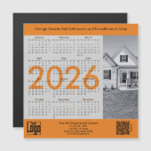 Realtor Gray Orange 2026 Calendar Magnet (正面/裏面)