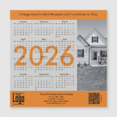 Realtor Gray Orange 2026 Calendar Magnet (正面)