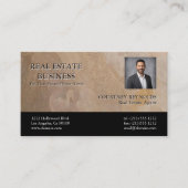 Realtor Headshot ベージュ ゴールド テクスチャー QRコード 名刺 (正面)