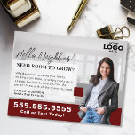 Realtor Marketing Logo Real Estate Farming Mailer ポストカード<br><div class="desc">Strengthen your real estate marketing strategy with this professionally designed farming mailer postcard, perfect for showcasing your services to potential home sellers. This customizable postcard allows you to upload your logo and photo, creating a personal and polished touch that builds trust and credibility in your community. Whether you're introducing yourself...</div>