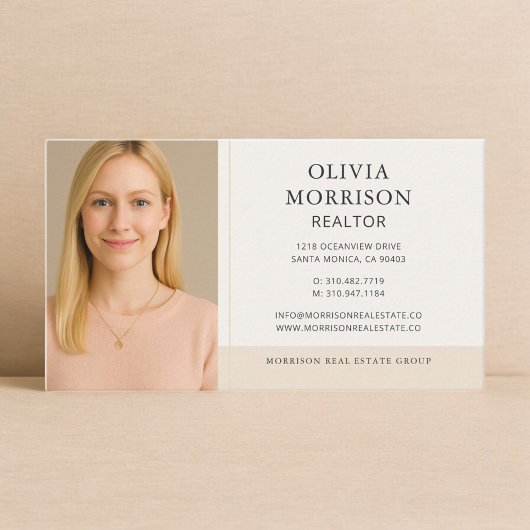 Realtor Neutral Beige Photo 名刺