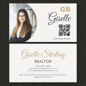  Realtor Neutral Gold Photo Monogram QR Code  名刺