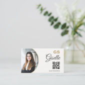  Realtor Neutral Gold Photo Monogram QR Code  名刺 (スタンド正面)