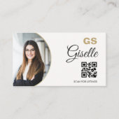  Realtor Neutral Gold Photo Monogram QR Code  名刺 (正面)