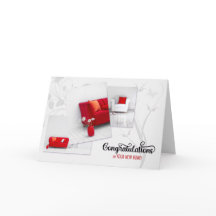 Realtor New Home Congratulations in Modern Red