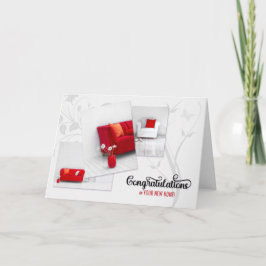 Realtor New Home Congratulations in Modern Red カード