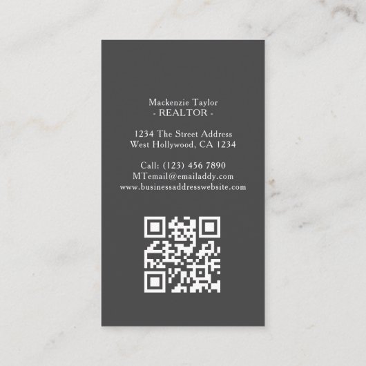Realtor Photo Professional Personalized QR Code 名刺 (裏面)