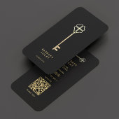 Realtor Real Estate Agent Elegant Black Gold Key 名刺
