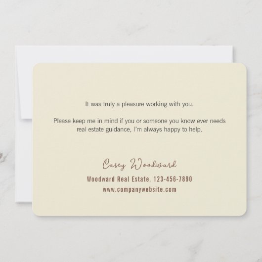 Realtor to Clients | Minimalist Script Thank You  カード (裏面)