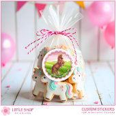 Rearing Palomino Horse Pony Girl's Birthday ラウンドシール