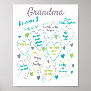 Reasons I Love You Grandma Gift ポスター