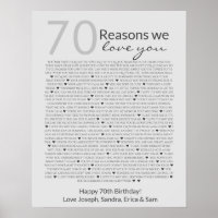 Reasons we love about you 70, 60, 50, poster