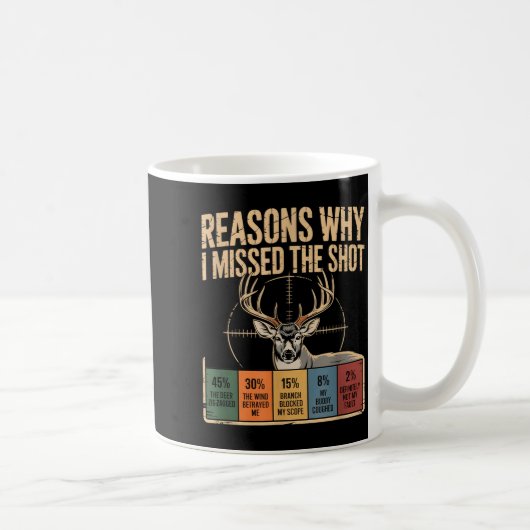 Reasons Why I Missed The Shot Funny Deer Hunting E コーヒーマグカップ (右)