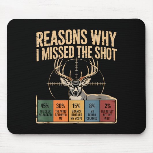 Reasons Why I Missed The Shot Funny Deer Hunting E マウスパッド (正面)
